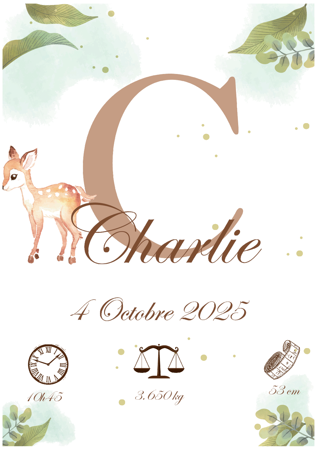 Affiche Naissance Faon