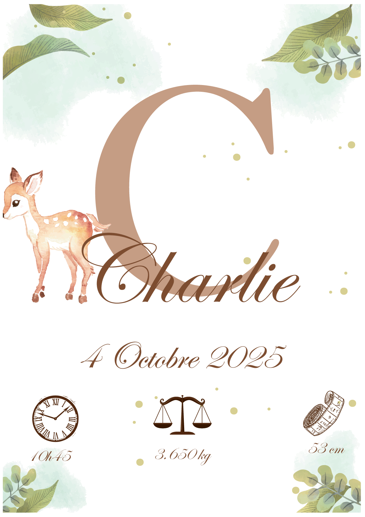 Affiche Naissance Faon