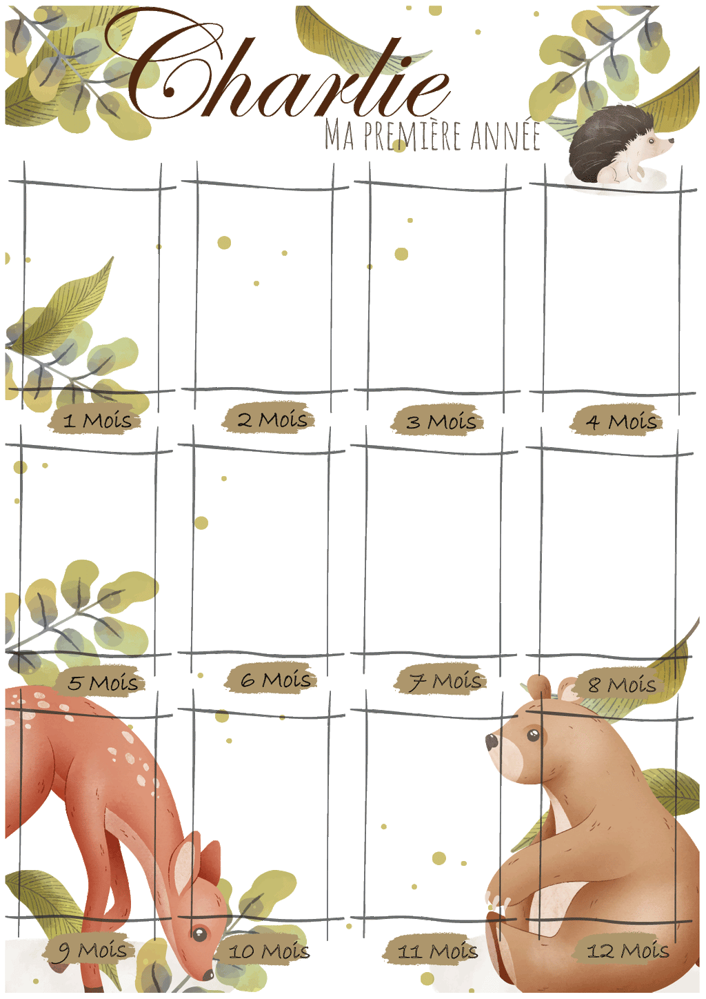 Affiche "Ma première année" thème Forêt
