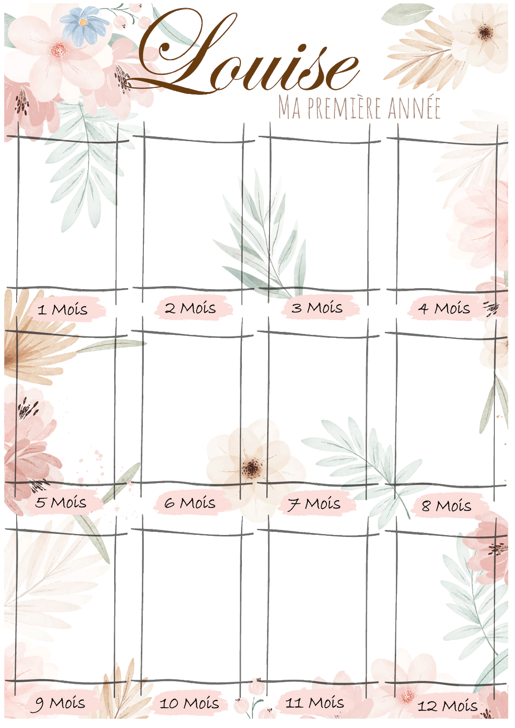 Affiche "Ma première année" thème Fleur