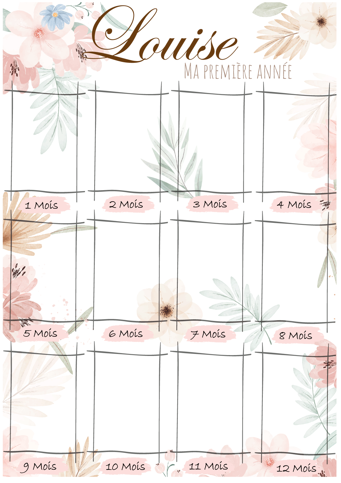 Affiche "Ma première année" thème Fleur