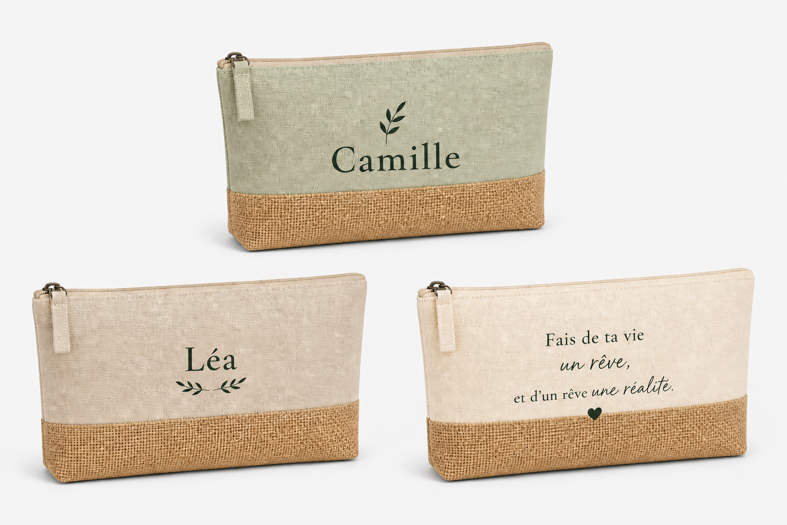 Pochette en toiles de coton et jute - KI0276